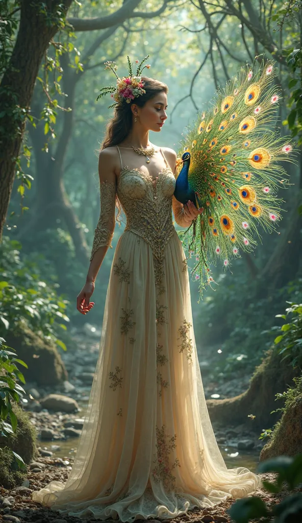 queen of nature with a peacock