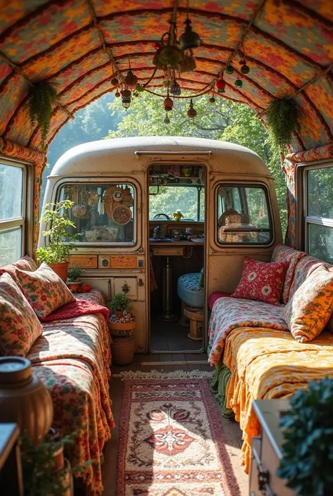 A bus in the form of a gypsy trailer from the inside 