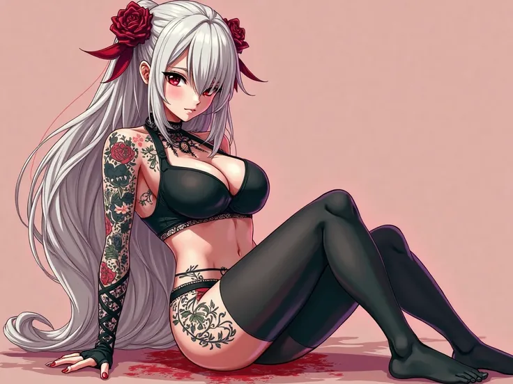 porn scene,a girl in a style with tattoos and stockings sits on the ground, huge breasts, full figure commission for,  thick, 2b, 2 p, highly rated on pixie, black, thick black line ,  ahegao, on pixiv, oc , (sfw) safe for work

anime girl with white hair ...