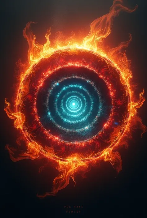 It generates three circles one inside the other. The first is blue, the second contains the first and is red, the third contains the first and the second is orange and fire blows from it