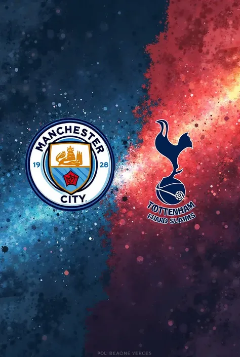 A poster with the logo design of the Manchester City and Tottenham teams 