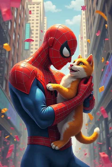 Spider man love cat attack spider man cat damage spider man colorful picture 