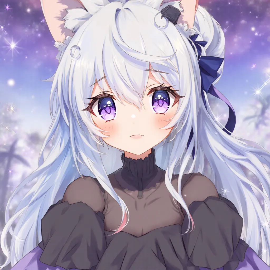 snow girl side ponytail,  long hair, anime,  toro face, High Resolution,  blushes, first-person perspective, textured skin, Fox Ears, big breasts, Gray Hair, gradient color hairstyle, Big Breasts