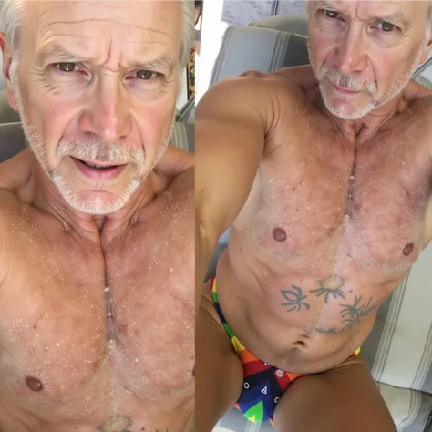 Handsome older man in swimsuit