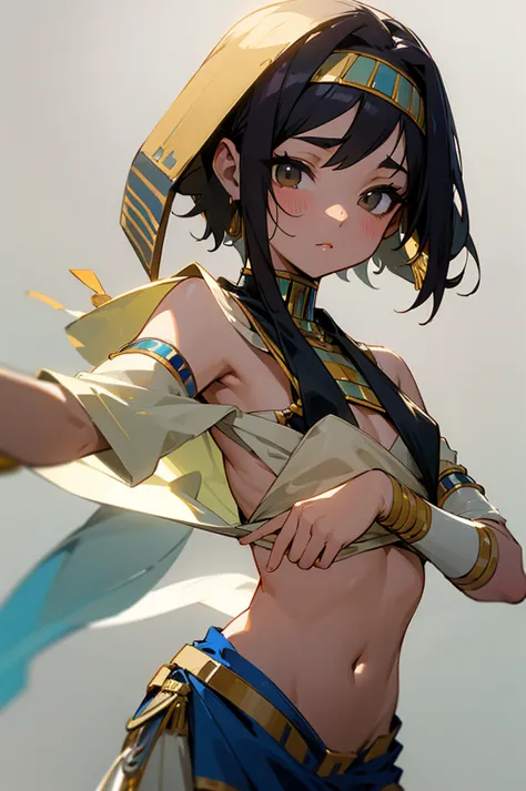 bra、Ancient Egyptian dancer、small chest、Short、 small tits、 、dark short hair on the background