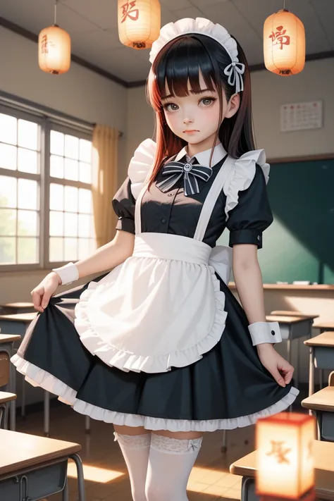 Draw the whole body、Japanese elementary school girl wearing gothic maid clothes