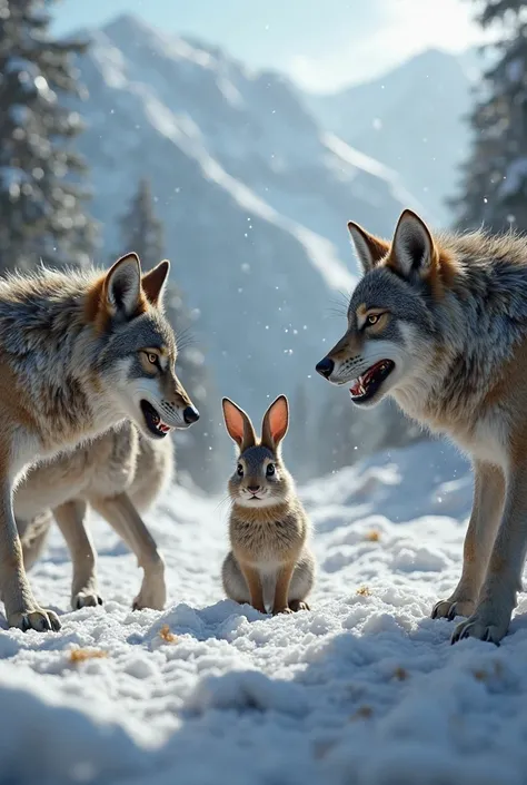 Rabbit and wolves 