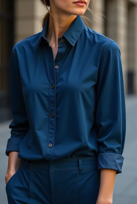 I want you to generate the continuity of the garment "blue shirt" Porté 