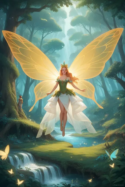  forest, firefly, flying fairies, fairy queen,