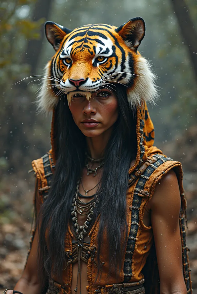 Hood made of tiger head