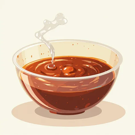 create cartoon version of teriyaki sauce in a transparent bowl 