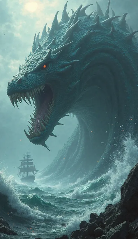 Make a gigantic and titanic sea monster