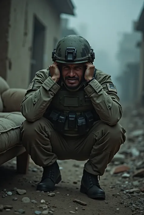 An Israeli man, a modern combat helmet typical of the Israeli army, a modern combat uniform typical of the Israeli army, bulletproof vest typical of the Israeli army, modern combat pants typical of the Israeli army, the modern M16 weapon typical of the Isr...