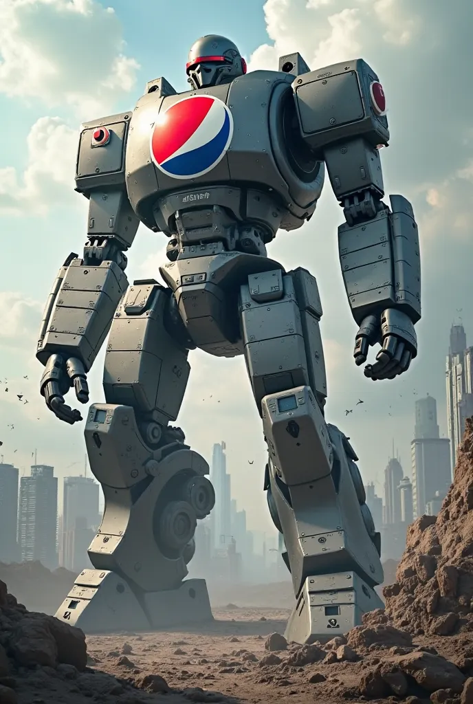 A giant robot with a Pepsi 