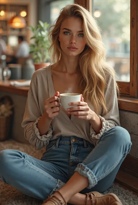 blonde bluejeans coffee