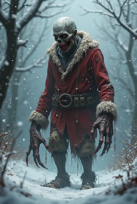 A Christmas zombie with 6 fingers 
