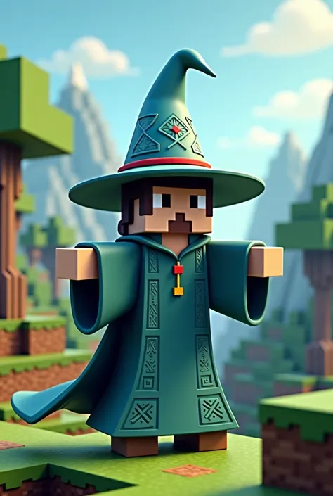 A Minecraft-style wizard 