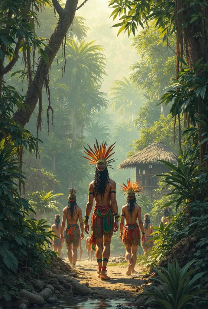 a tribe with Indians in the Amazon