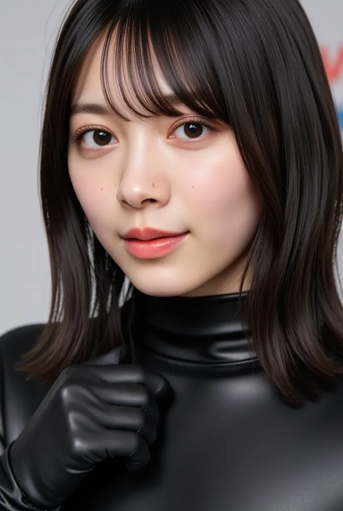 16K, Best Quality, Masterpiece, Super Hi-Res, (Photorealistic:1.4), 1 Girl, Glowing Skin, Wet Body, Sparkling lip: 1.4, (Oily Skin:1.8), (Sparkling:1.6), All black rubber suit, Long gloves, Lots of oil, RAW photo Table Top:1.3, Ultra High Resolution:1.0, S...