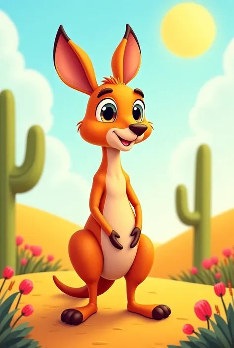 A kangaroo in 2D cartoon style 