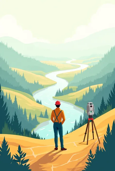 Digital Poster about land surveyor by applying basic elements of drawing 