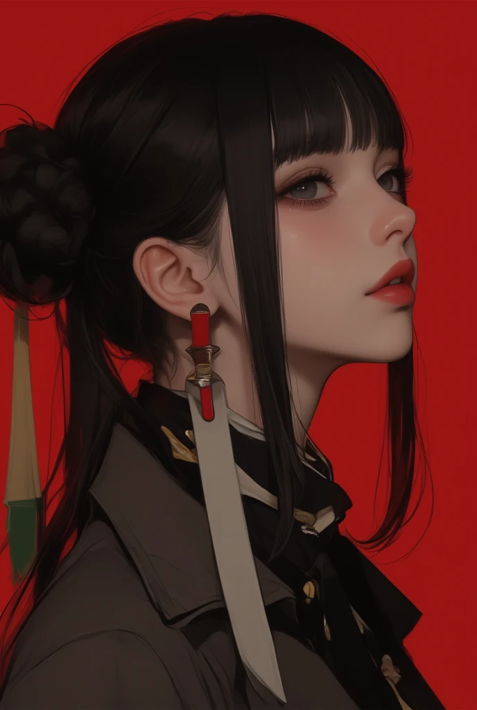 ((Masterpiece, best quality)), (8k, RAW photo:1.2), (realistic, photo realistic:1.4), ultra fine, (high resolution), close up, 1 girl, black hair, double buns, looking away