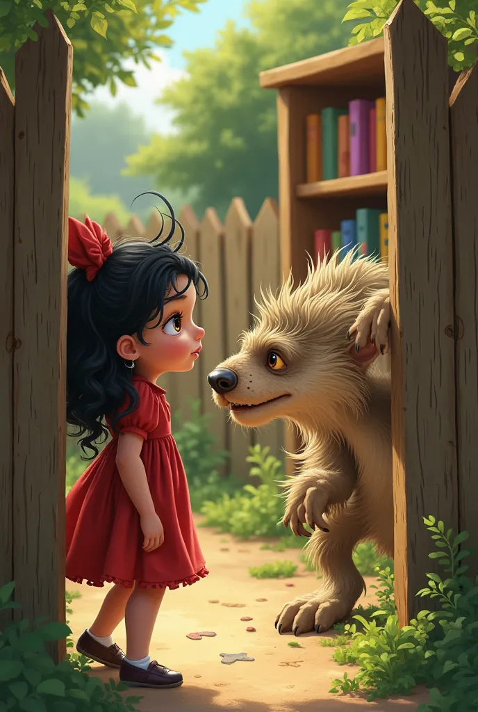 Create an image for story books
As she peeked through the fence, Ellie saw a large, furry creature struggling to reach a book on a high shelf.