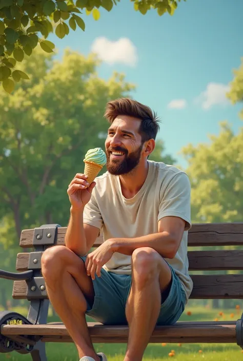 Messi eating ice cream