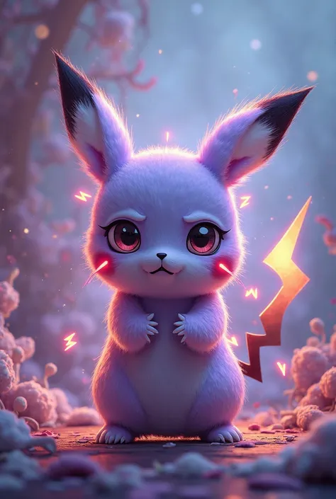 The character Fear (Purple) from movie "Inside Out" is a Pikachu-inspired character in fantastic style