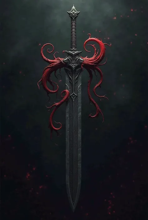 A very dark sword that you can't see anything in the sword with blood-red tales 