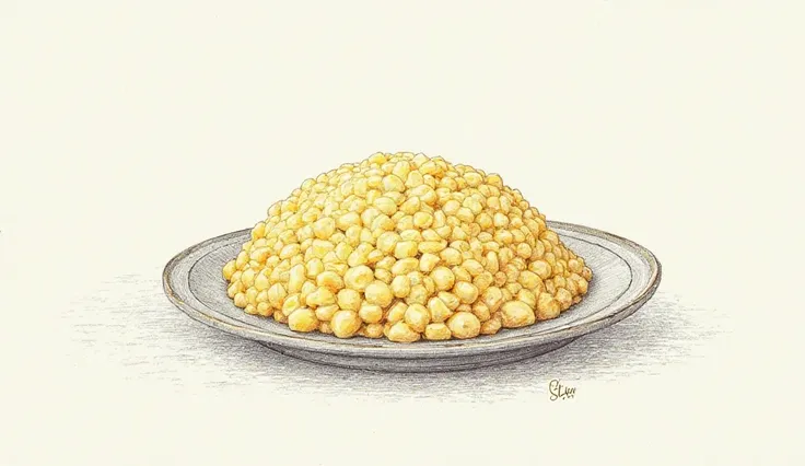 National Moldovan dish - Mamalyga, sketch, pencil sketch