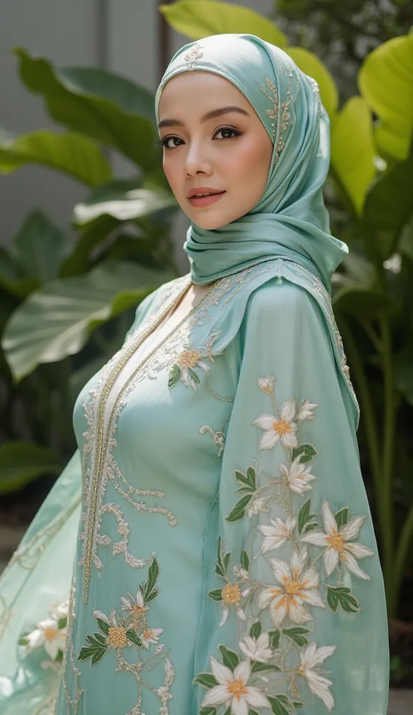 hijab in ao dai, big boobs