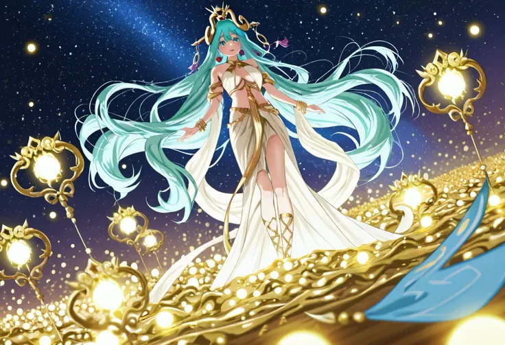 Dreamy blur of a girl gazing at the starry sky, surrounded by glowing constellations, a soft glow enveloping her figure, her hair shimmering like liquid gold in the night. --ar 3:4 --style raw --stylize 200 --niji 6