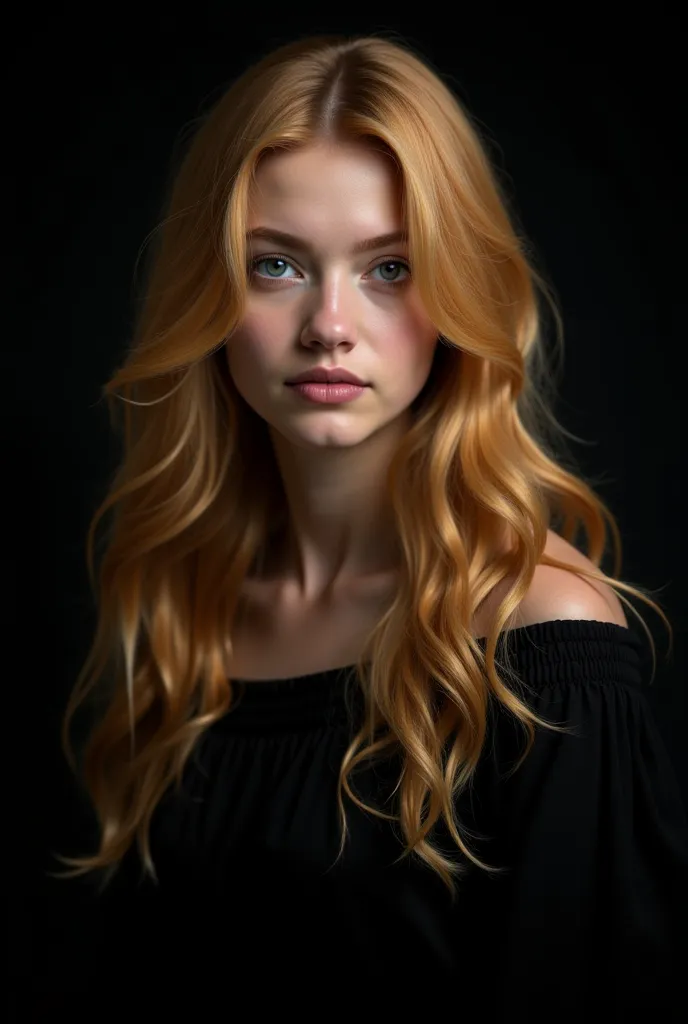 Create the image of a blond woman with a black background