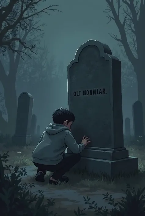 The boy with a hoddie, trips and falls, landing in front of a tombstone.

The name on the grave is his own.

His heartbeat is audible., make it creep and dark animated