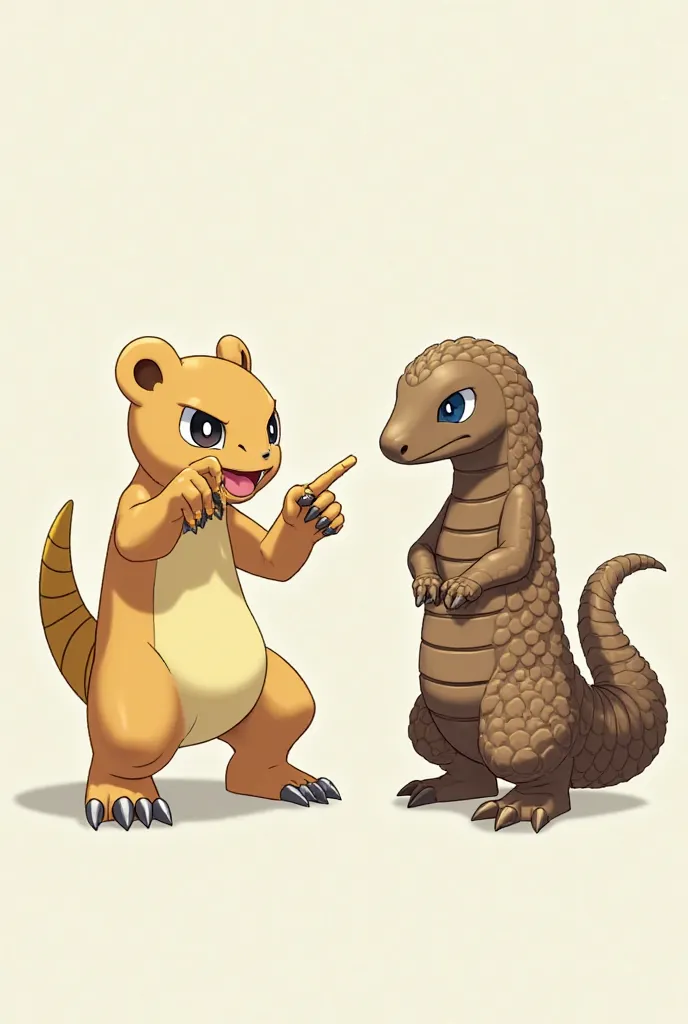 Make a Pokémon sandshrew meme in its original form pointing to the pangolin in its original animal form as well, as in the Spider-Man meme 