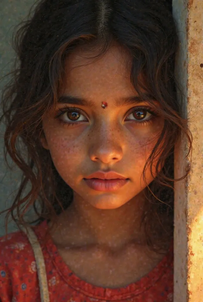 Brown south Asian girl with a birth mark on right cheek