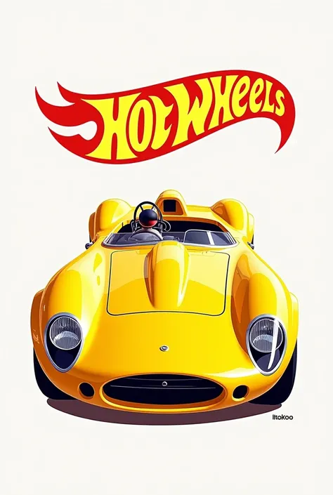 YELLOW RACING CAR, ABOVE THE HOT WHEELS LOGO AND ABOVE THAT THE NAME MANUELITO THE IMAGE SHOULD BE MORE LIKE A LOGO