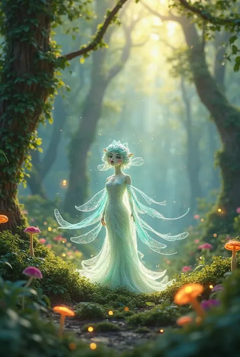 Make a spirit in a forest from a fantasy world,  ANIMATED STYLE  