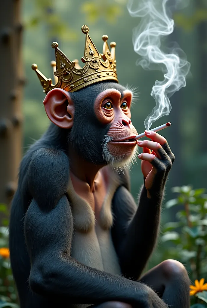 Creat Monkey smoking ciggrete with crown write [CM Gang] on it