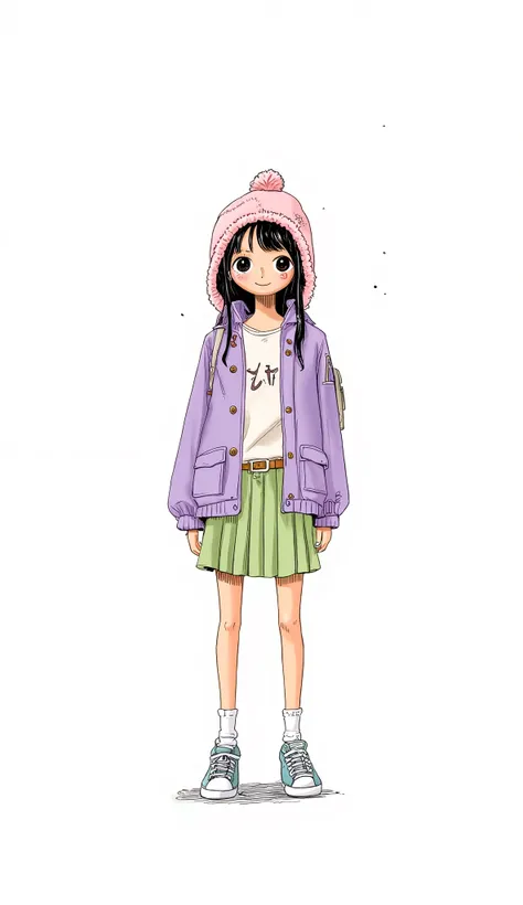 girl、background is stark white、on3pi3c3styl3、ground、pastel collar、Easy-to-read illustrations、 detailed hands、 Details、Perfect piece、high quality、32K、Alone、alone、 perfect eyes、detailed eyes、 beautiful face、high qualityな顔、(full body:1.8)、(Big Breasts:1.4)、ca...