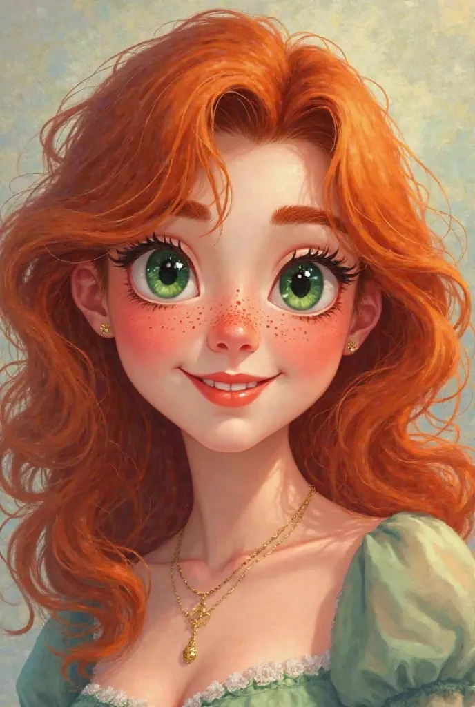 Green-eyed chubby red-haired woman