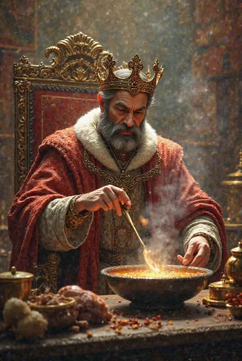 The King card cooking soup