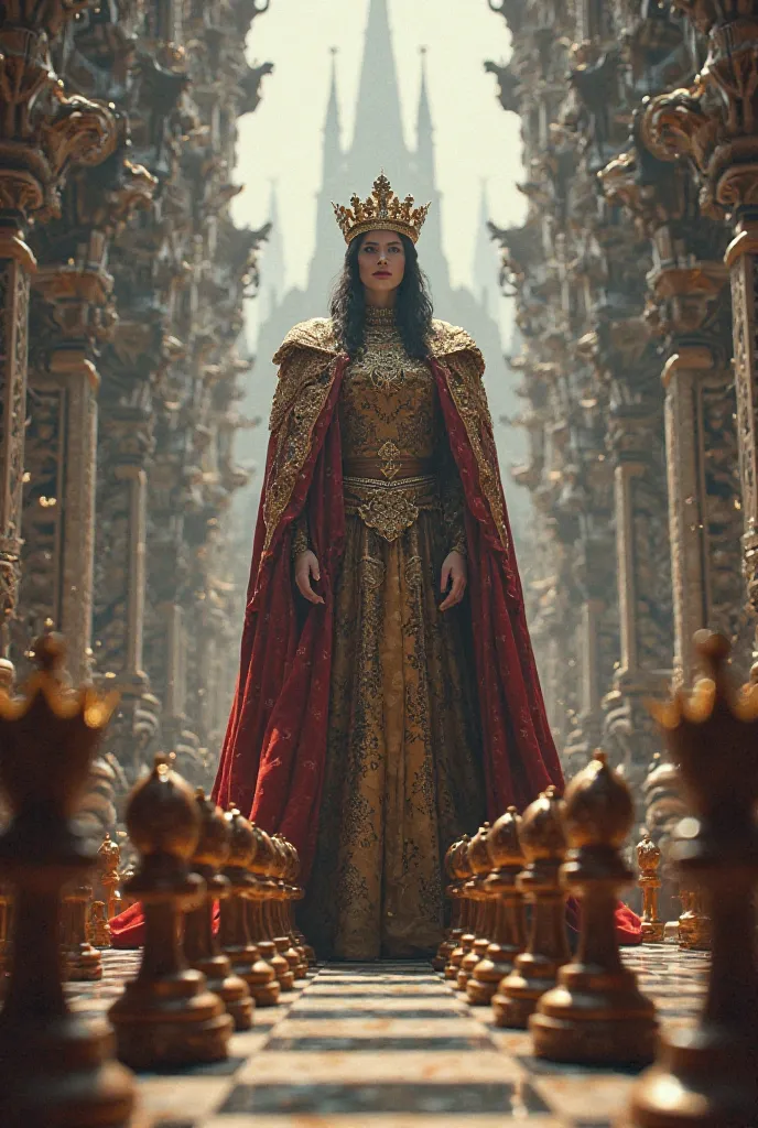 The king or queen as a symbol of the author and the towers, bishops or pawns as a representation of the participants who support the main action.