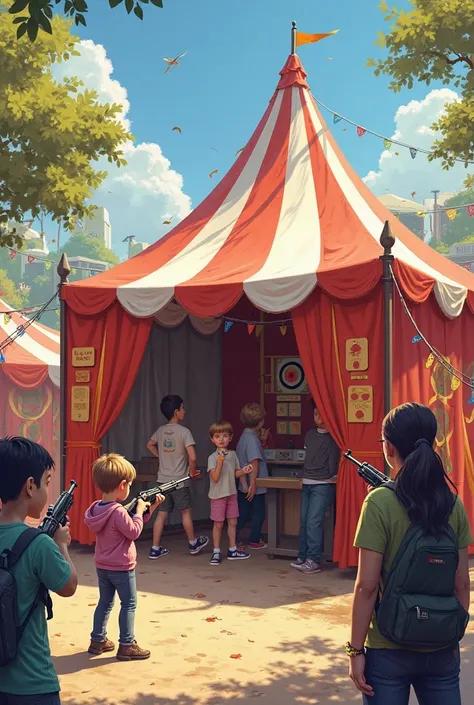 Target shooting tent at an amusement park 