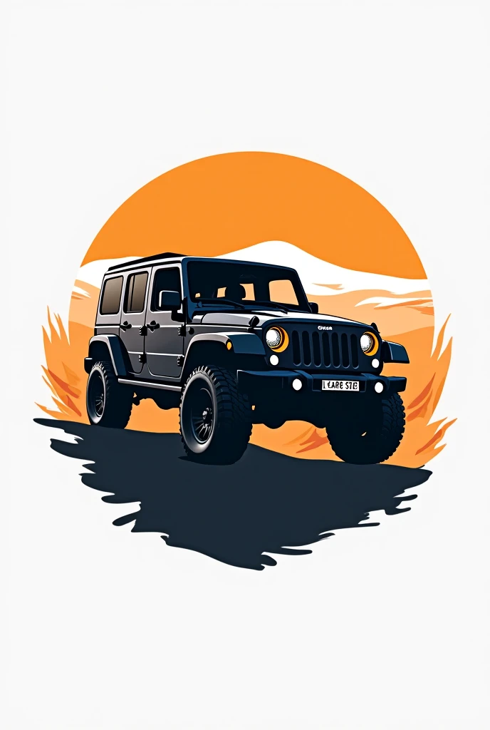 I want a logo for a desert tourism agency that has four-wheel drive cars all in black