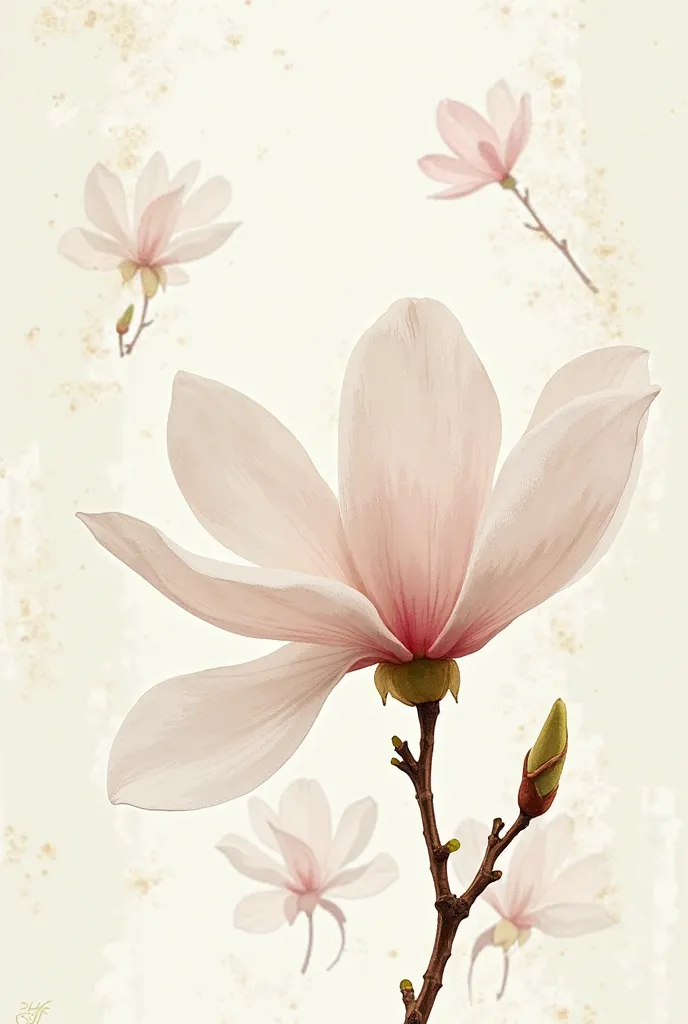 I would like art of a magnolia painted in watercolor ,  vintage style 