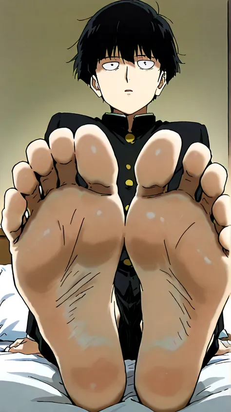 score_9, score_8_up,source_anime, adult version
1boy, alone, (score_9, score_8_up, score_7_up), 1boy, ritsu kageyama, black hair, black eyes, , looking at viewer, cowboy shot, anime screencap, anime coloring，barefoot，Perfect feet，Anatomically correct，soles...