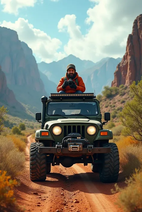 Rico is steering his 4x4 camera foreground chest on Rico 