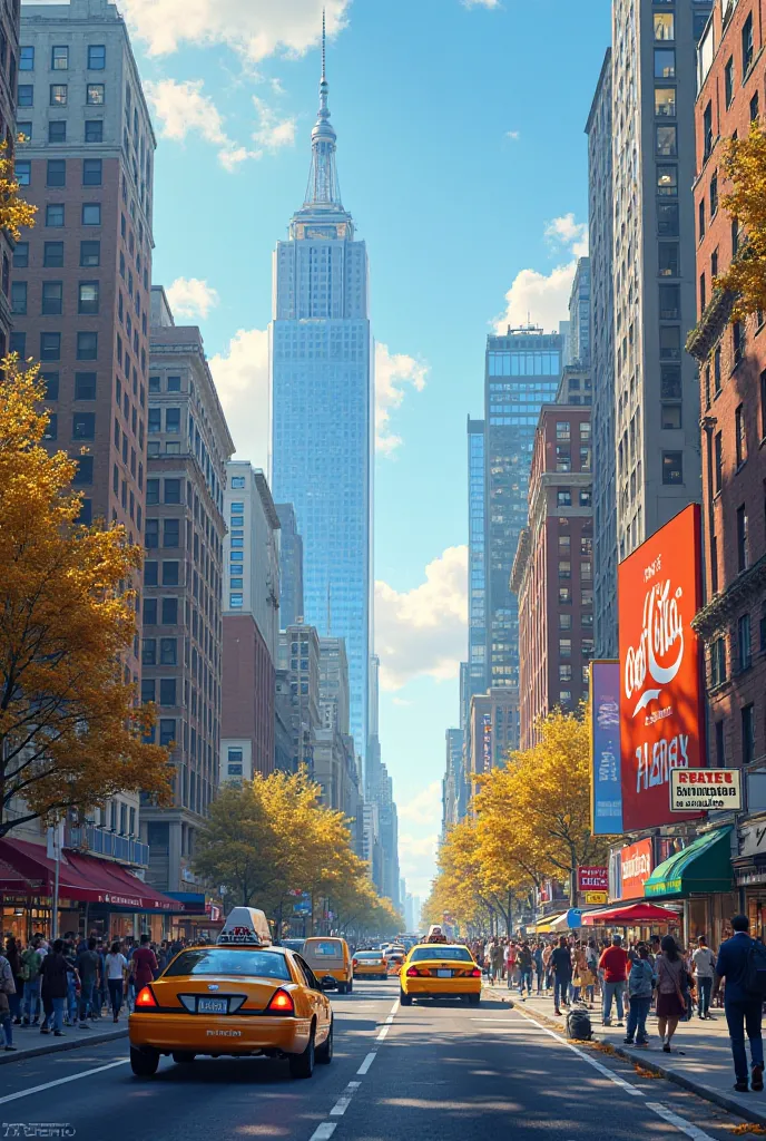 Black screen fades into the New York skyline on a bright September morning. The sound of city life hums in the background